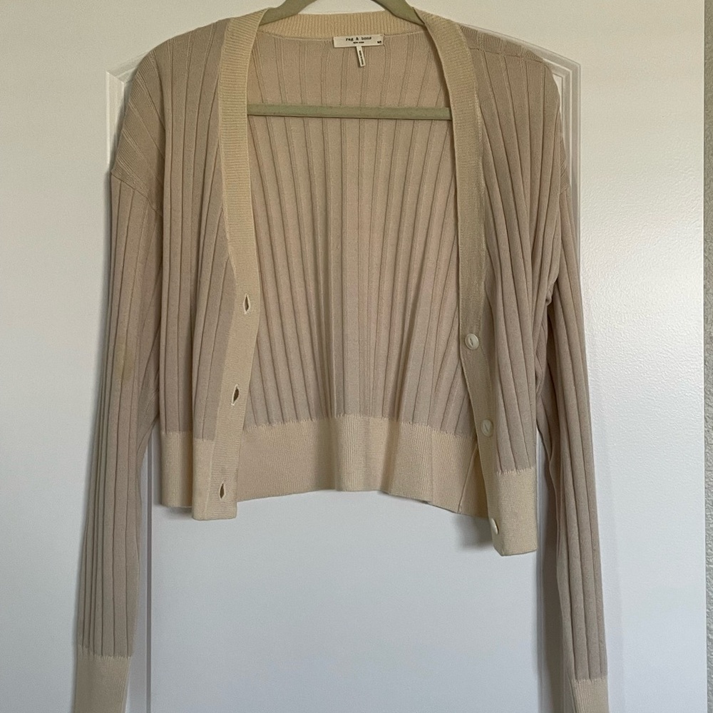 rag & bone Cream Cropped Cardigan Sweater